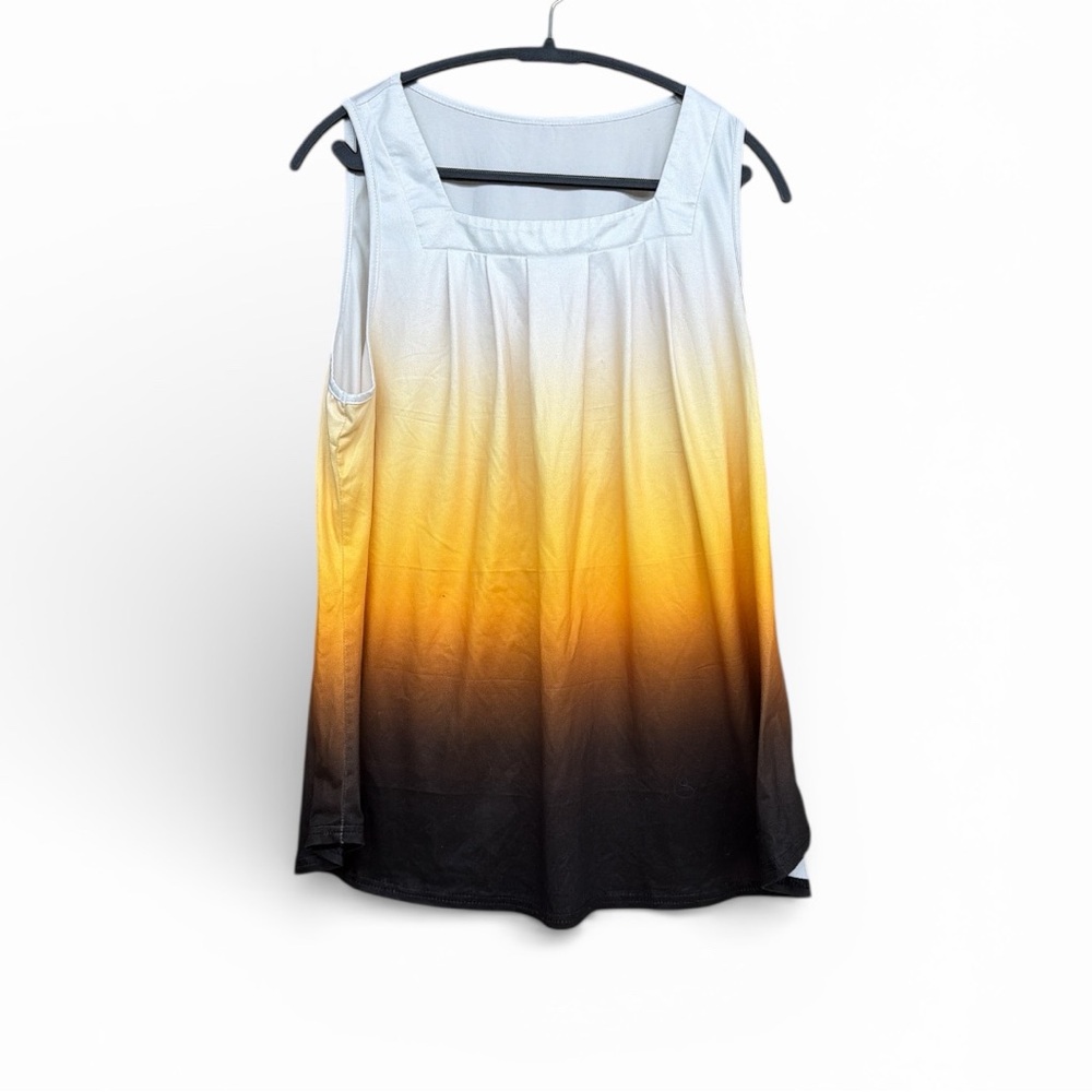 Gradient Sleeveless Top - Black, Yellow, and White
